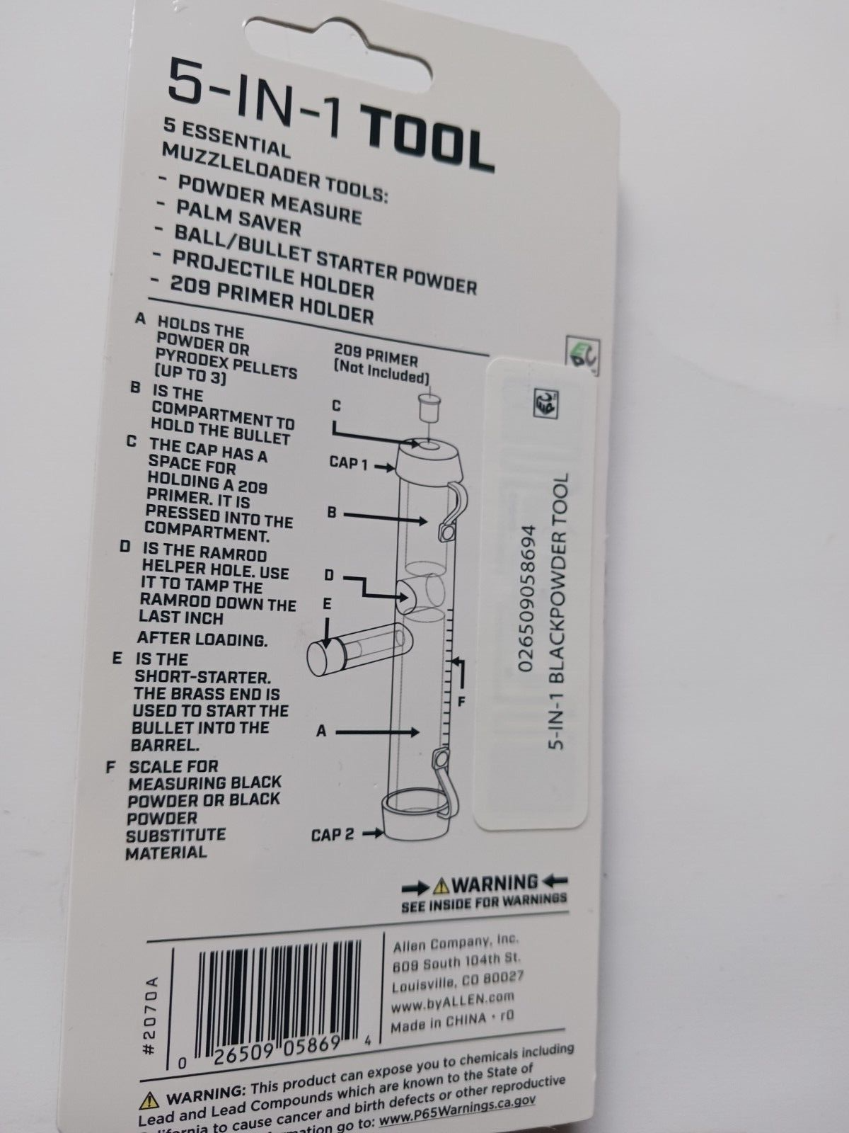 Allen™ 5-IN-1 Tool Black Powder Accessories Muzzleloaders In-Line Thunder Cloud®