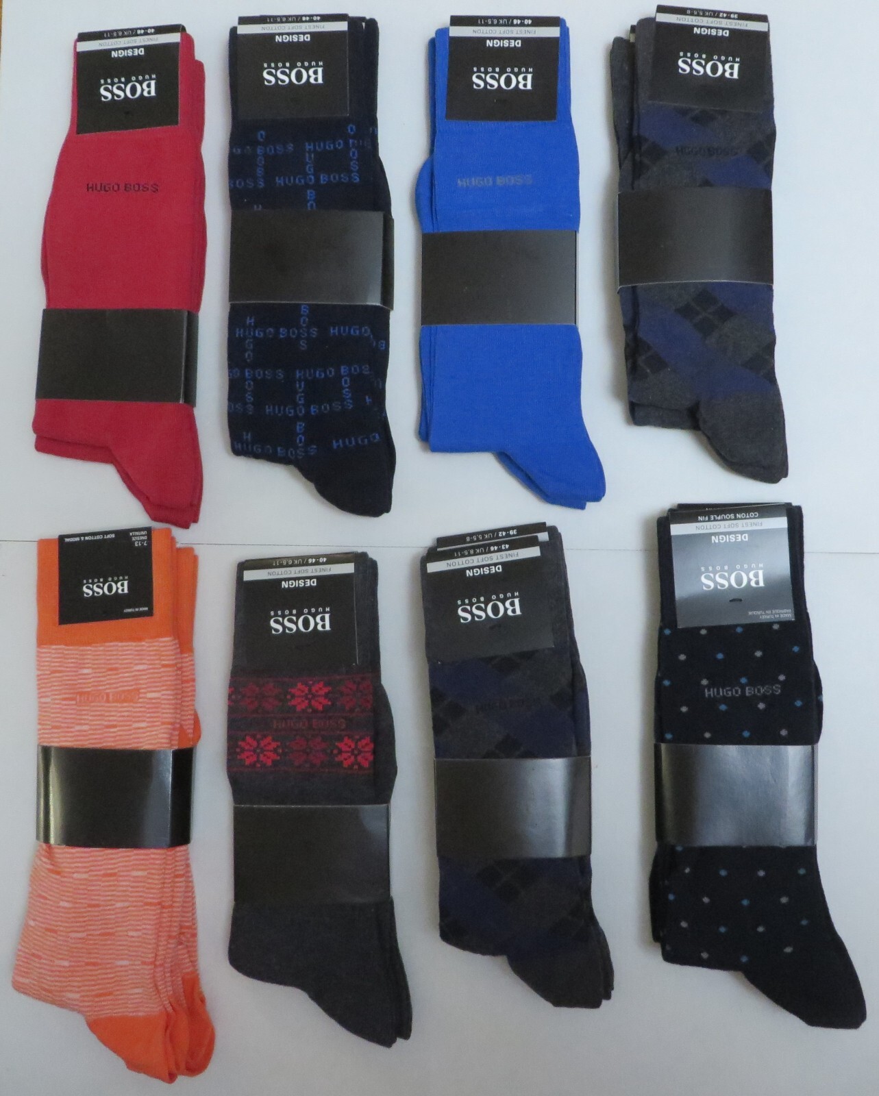 Hugo BOSS Men's Classic Crew Sock, Shoe Size 7 - 13 Soft Cotton 2 Pack Design