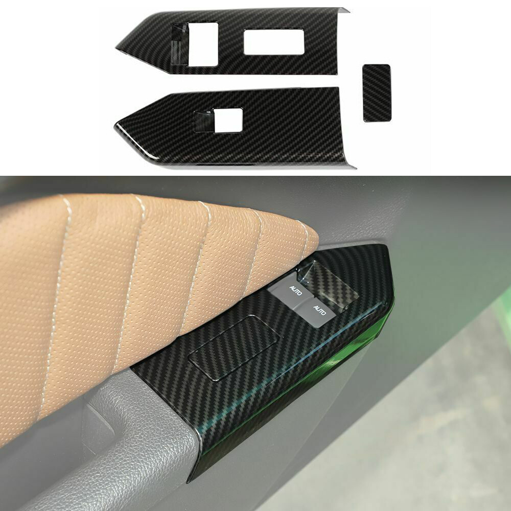 3X Carbon Fiber Window Lift Switch Button Panel Trim For 2010-2014 Ford Mustang