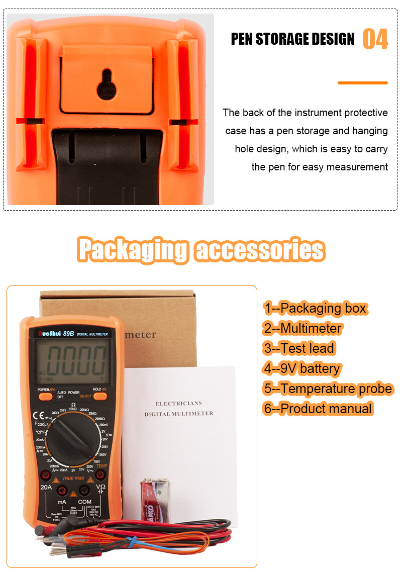 Digital Multimeter Voltmeter Ammeter Ohmmeter Volt AC DC Tester Leads Meter