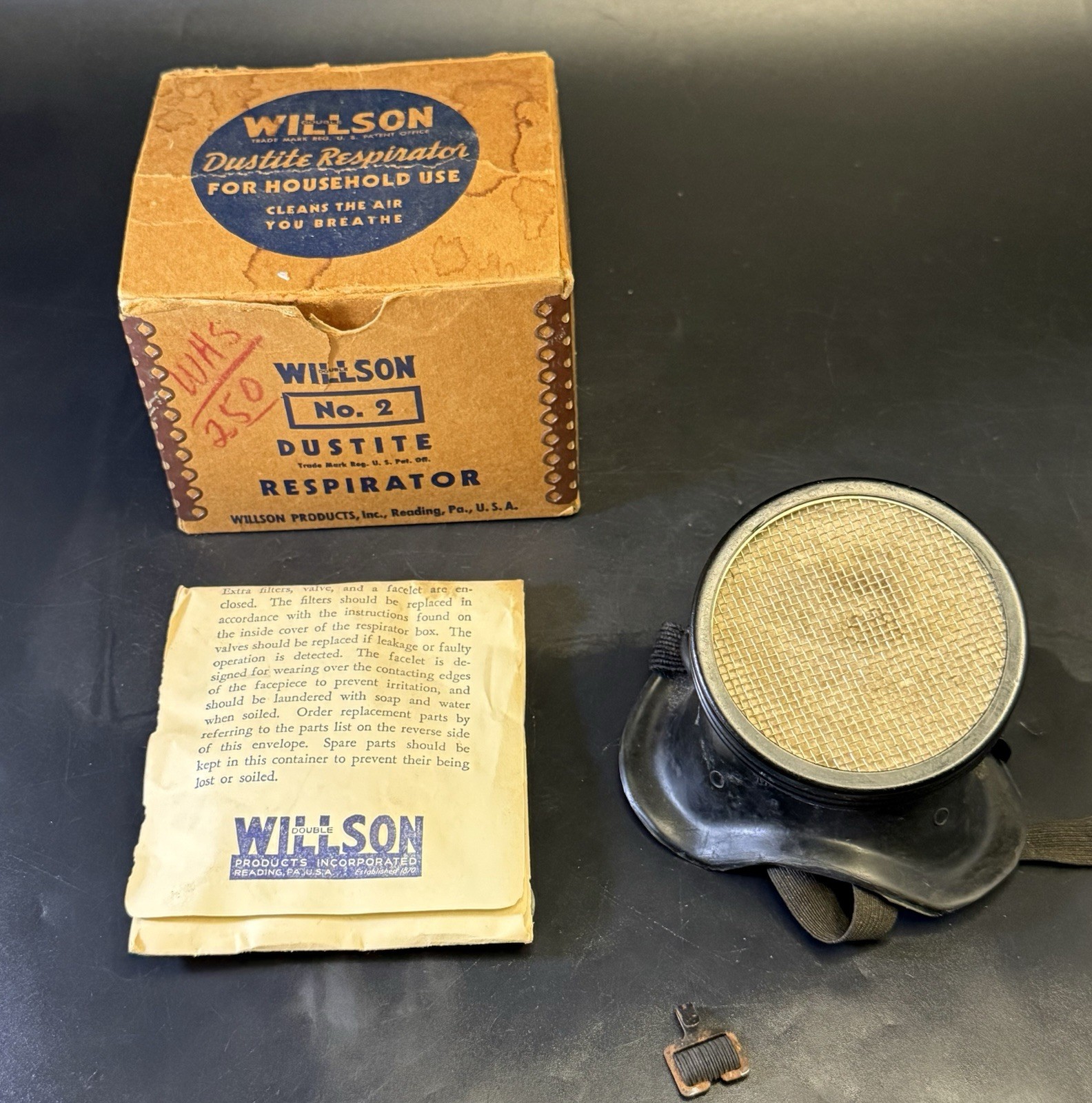 1940s 1950s VINTAGE Willson No. 2 Dustite Respirator Original Box As Is VM04