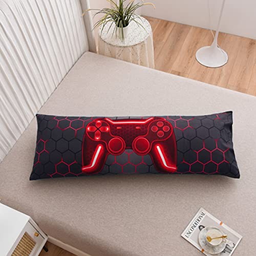 Gaming Body Pillow Cover Gamer Microfiber Pillowcase with Envelope Closure Red