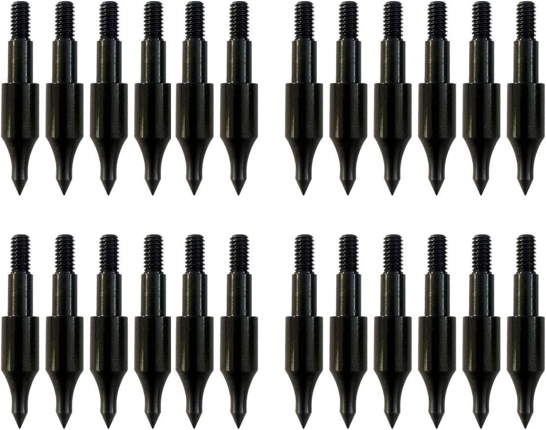 Archery Field Points 24 Pack 100 Grain Steel Practice Tips for Bow & Crossbow