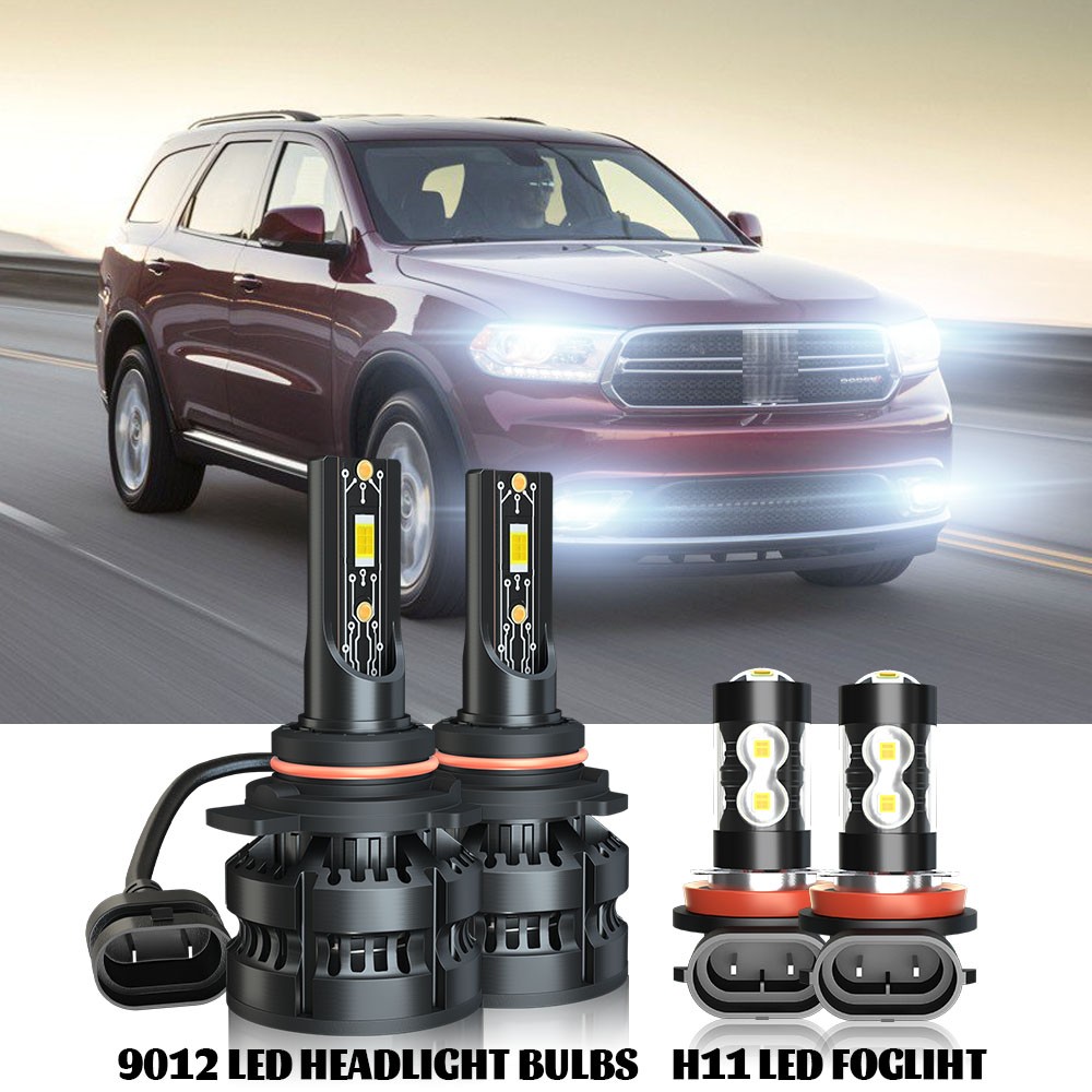 For 2014-2015 Dodge Durango 4PC 6500K LED Headlight Bulbs + Fog Lights Kit
