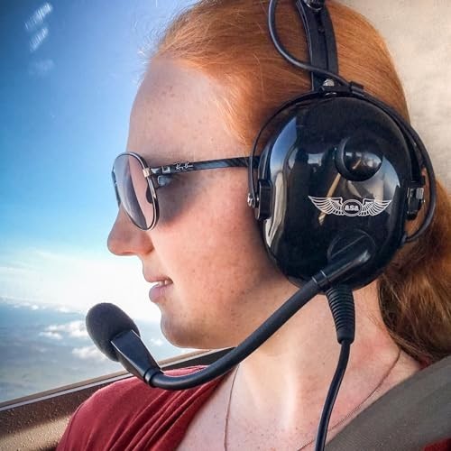 Durable Pilot Headset with 23 dB Noise Reduction, Noise-Canceling Mic, Stereo/Mo