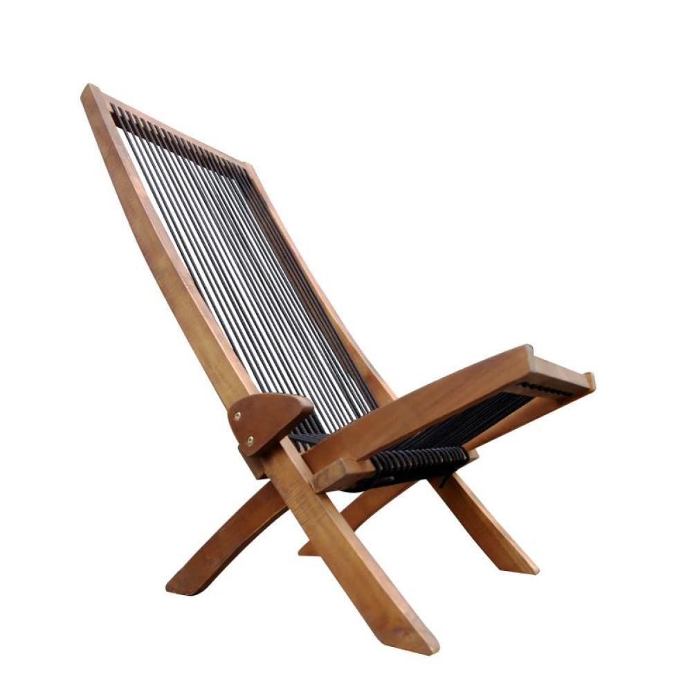 Folding Roping Wood Chair - Rustic Style & Portable Design for Indoor/Outdoor
