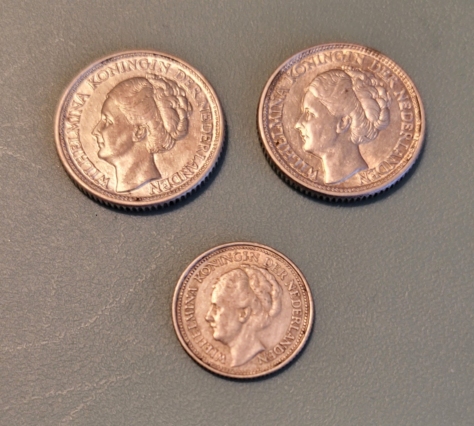 2x 1944 NETHERLANDS Silver Quarters & 1930 Silver Dime. 64% Silver. Ship for $1.