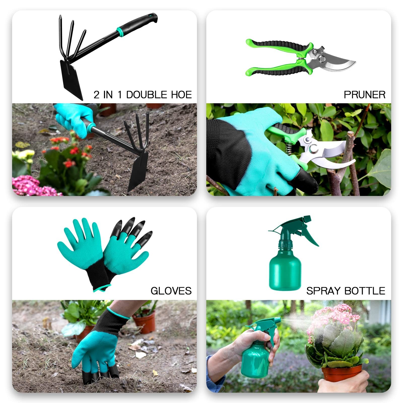 9 PCS Garden Tool Set Kids Gardening Tool Kit for Digging, Planting and Pruni...