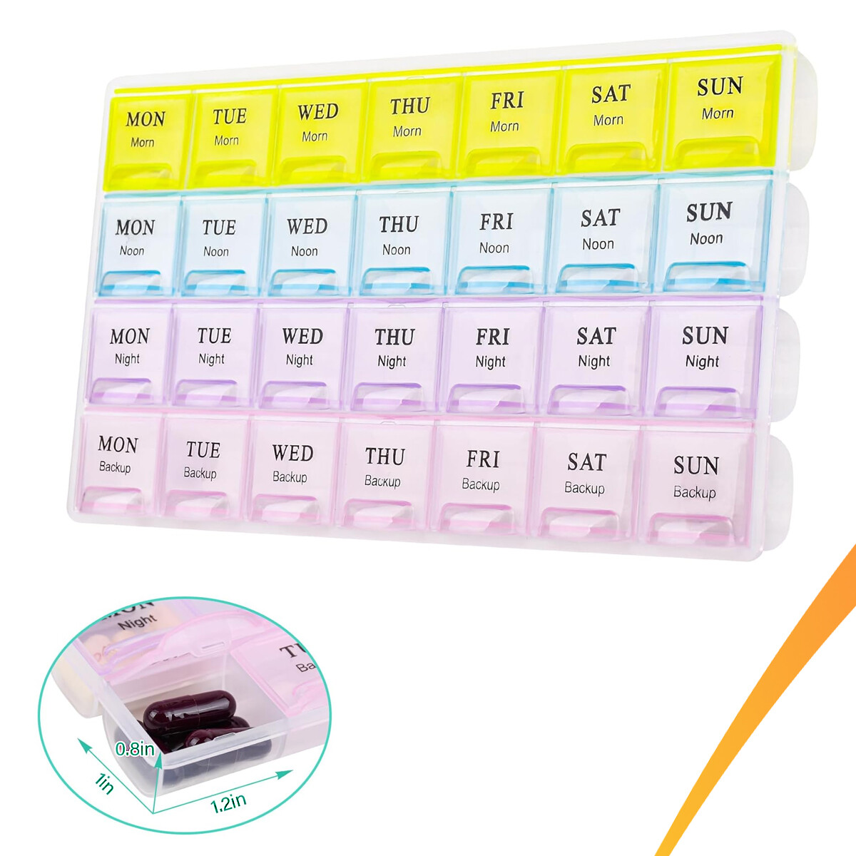Weekly Pill Organizer Medicine Cases Box For Vitamins, Pills Box 7 Days Portable
