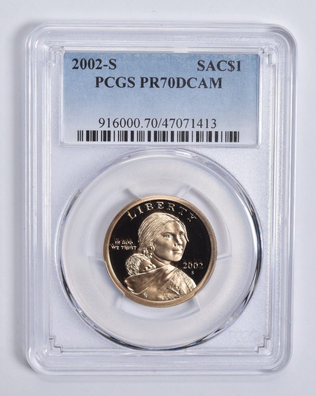 2002-S Sacagawea $1 PR70 DCAM PCGS Blue Lbl