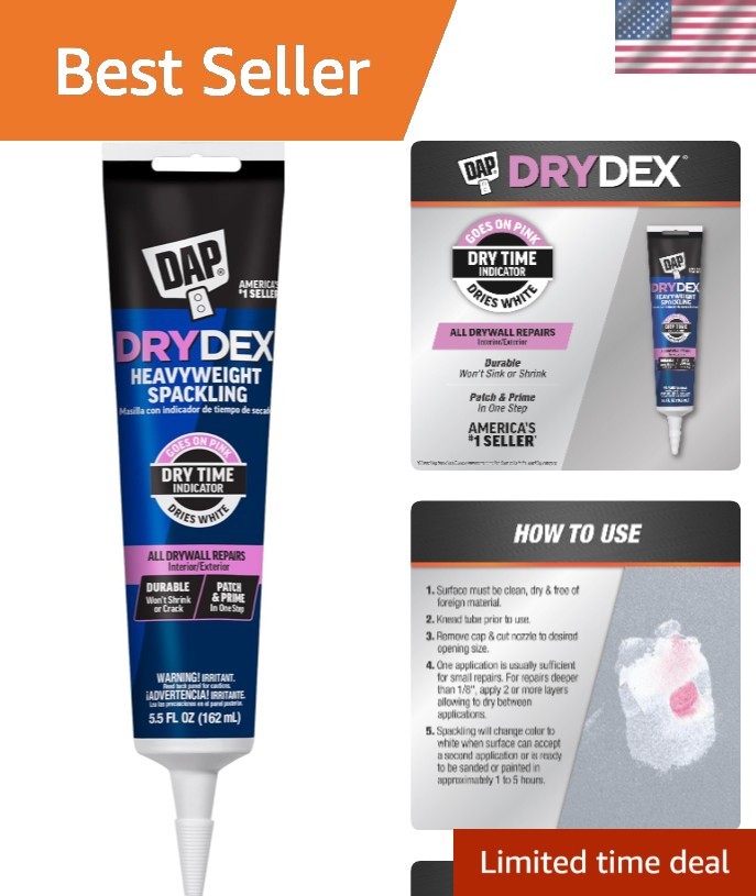 5.5 Oz DryDex Spackling Paste - Pink/White Formula for Seamless Finishes