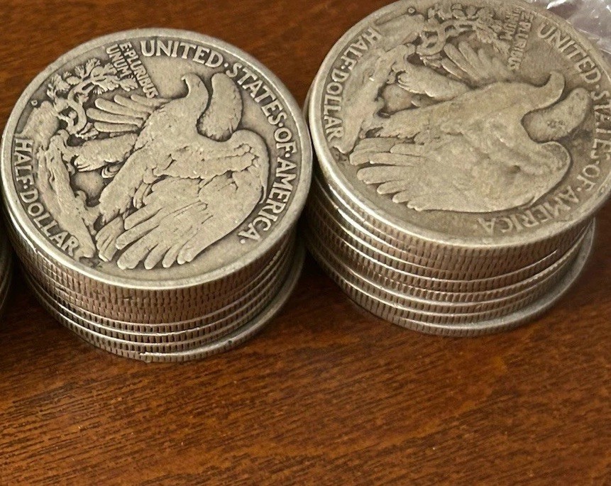 90% Silver Walking Liberty Half Dollars - $10 Face Value - Mixed Dates - Roll