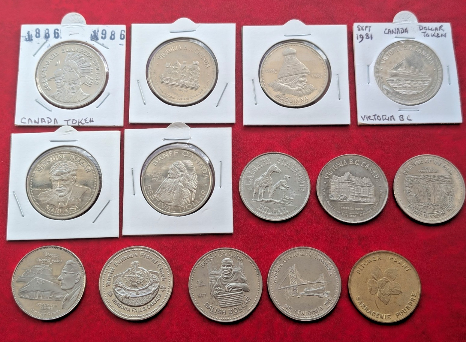 Canada Provinces lot of 14 Vintage trade dollar coins - nice collection