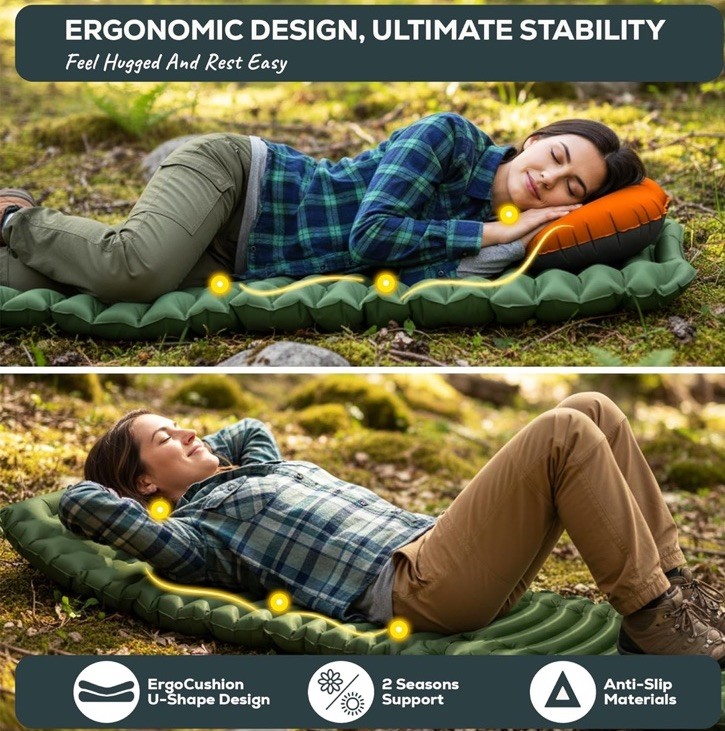 GearDoctors® Ether Ultralight Sleeping Pad 17.5oz Compact Camping Air Mattress