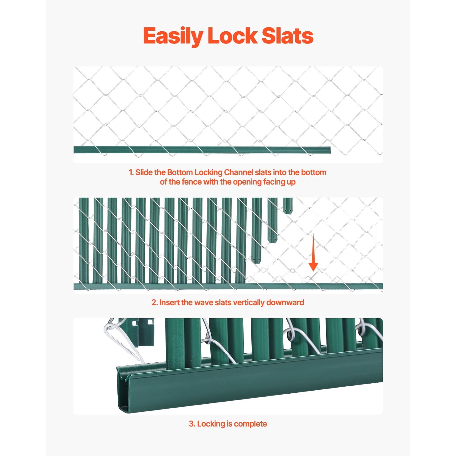 Privacy Slats W/ Bottom Lock Single-Wall Vertical Slats Chain-Link Enclosure
