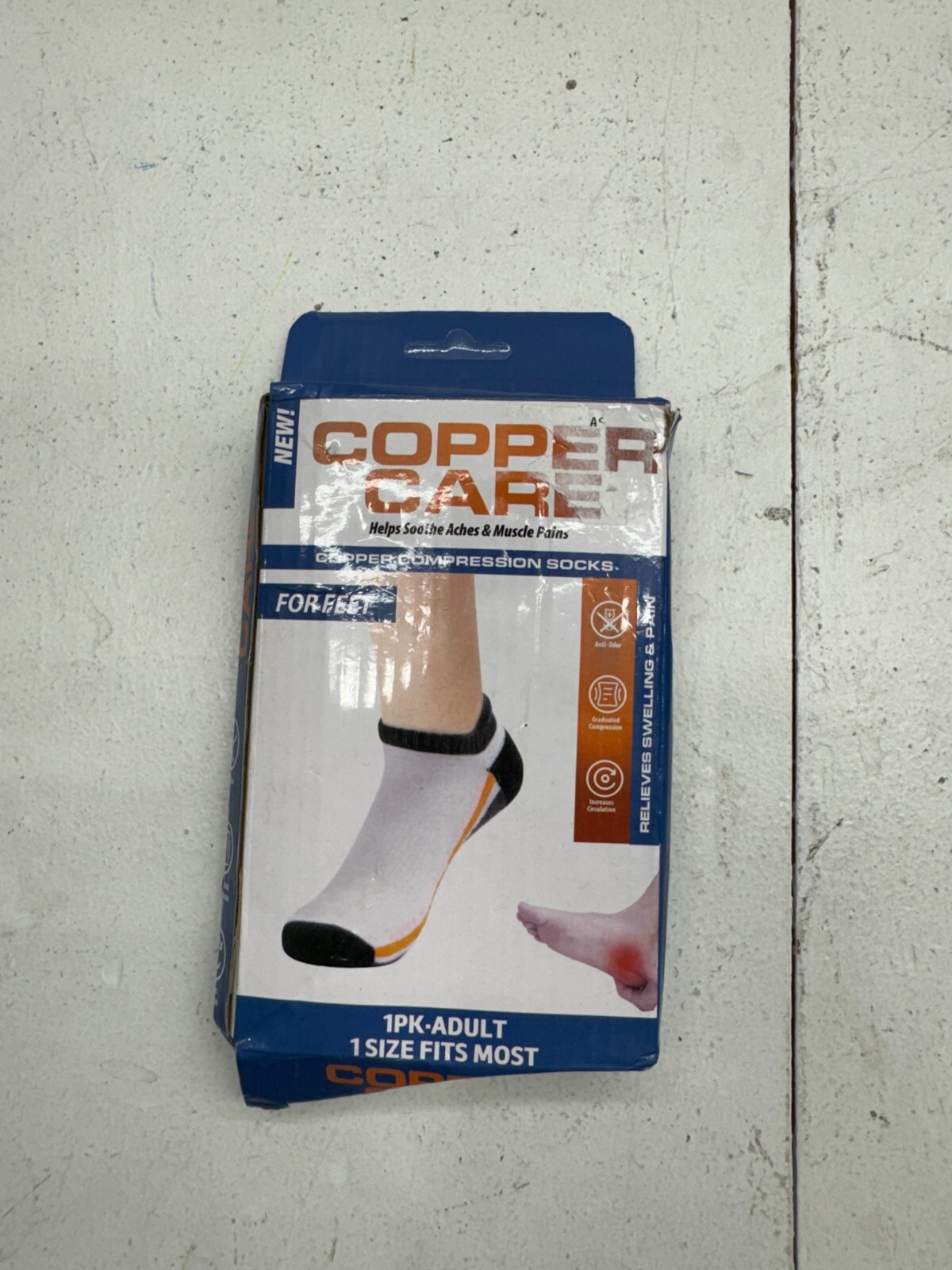 Copper Care 1 Pair White Black Compression Ankle Socks Adults One Size