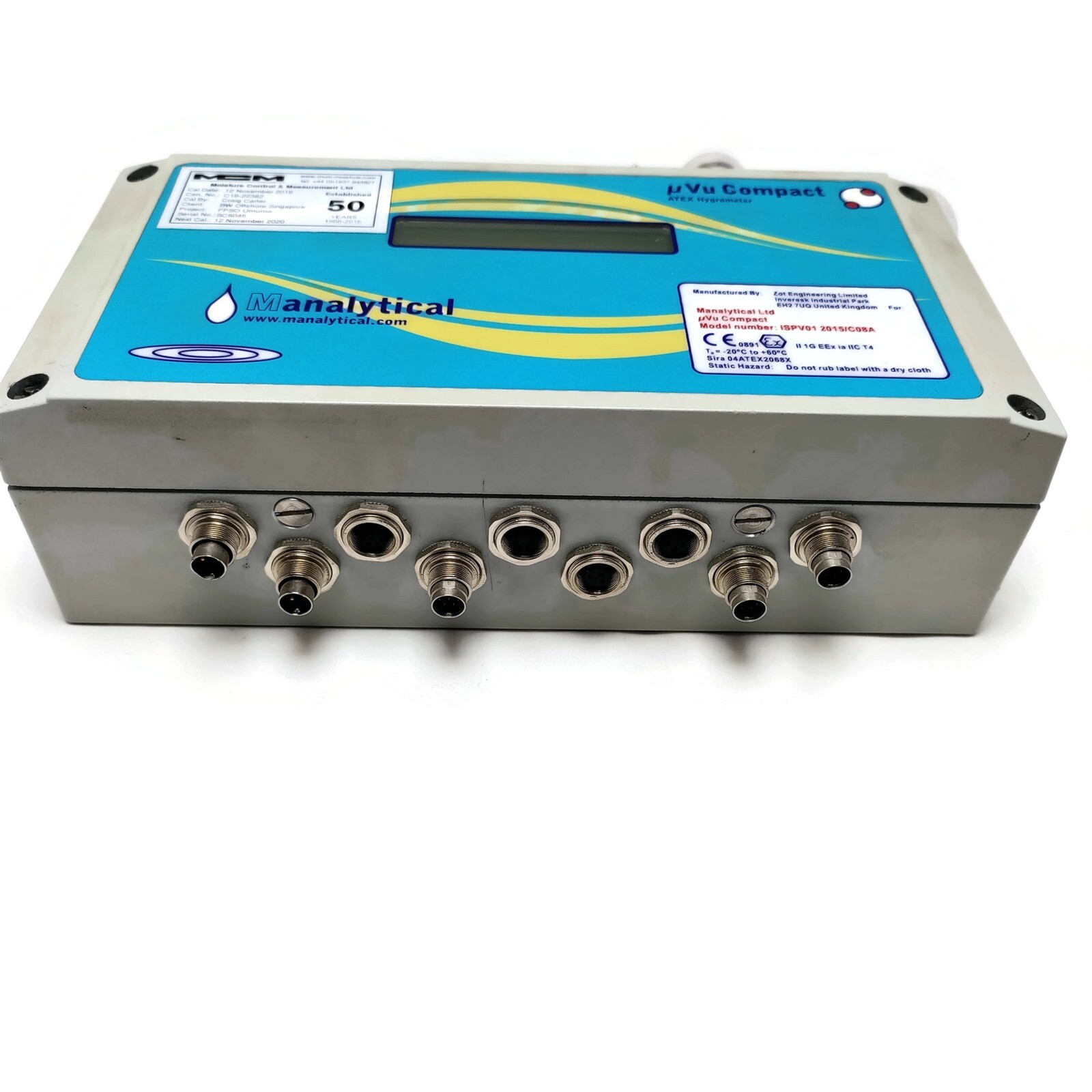 Manalytical µVu Compact ATEX Hygrometer. Model ISPV01 2015/C08A.