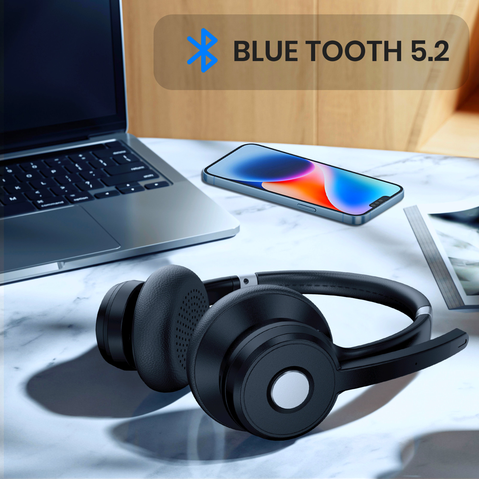 for Trucker Driver Over The Head Wireless Bluetooth Headset Mic Noise-Canceling