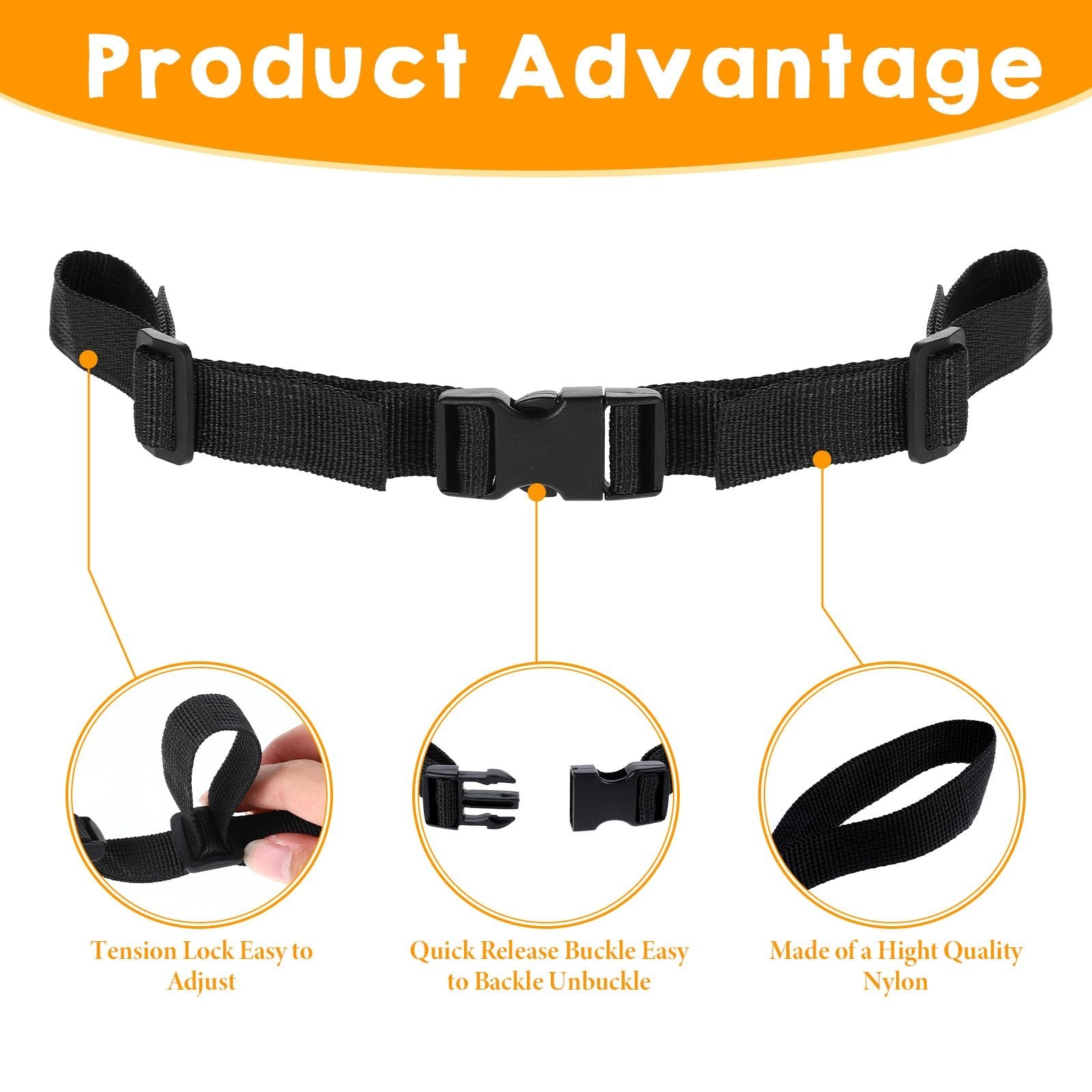 2 Pack Adjustable Backpack Chest Strap, Sternum Straps for Backpacks, Black