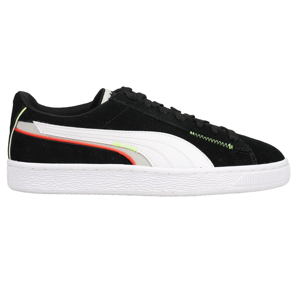 PUMA Suede Displaced Lace Up  Youth Boys Black Sneakers Casual Shoes 384496-03