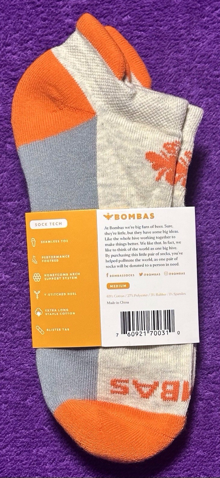 Bombas Unisex Multicolor Ankle Socks 4-Pack Size Medium NWT