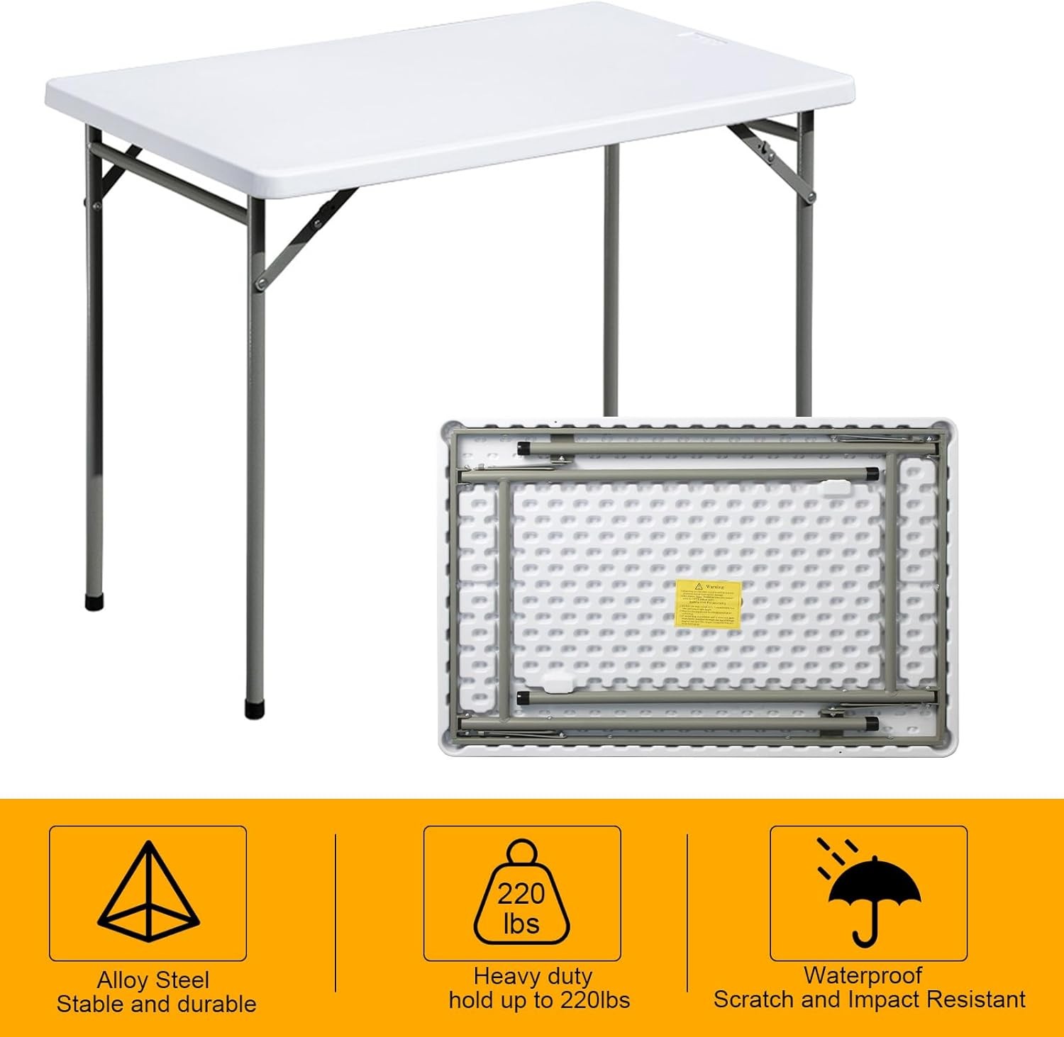 Folding Table 3ft Rectangular All-Occasion Plastic Folding Event Table Indoor &