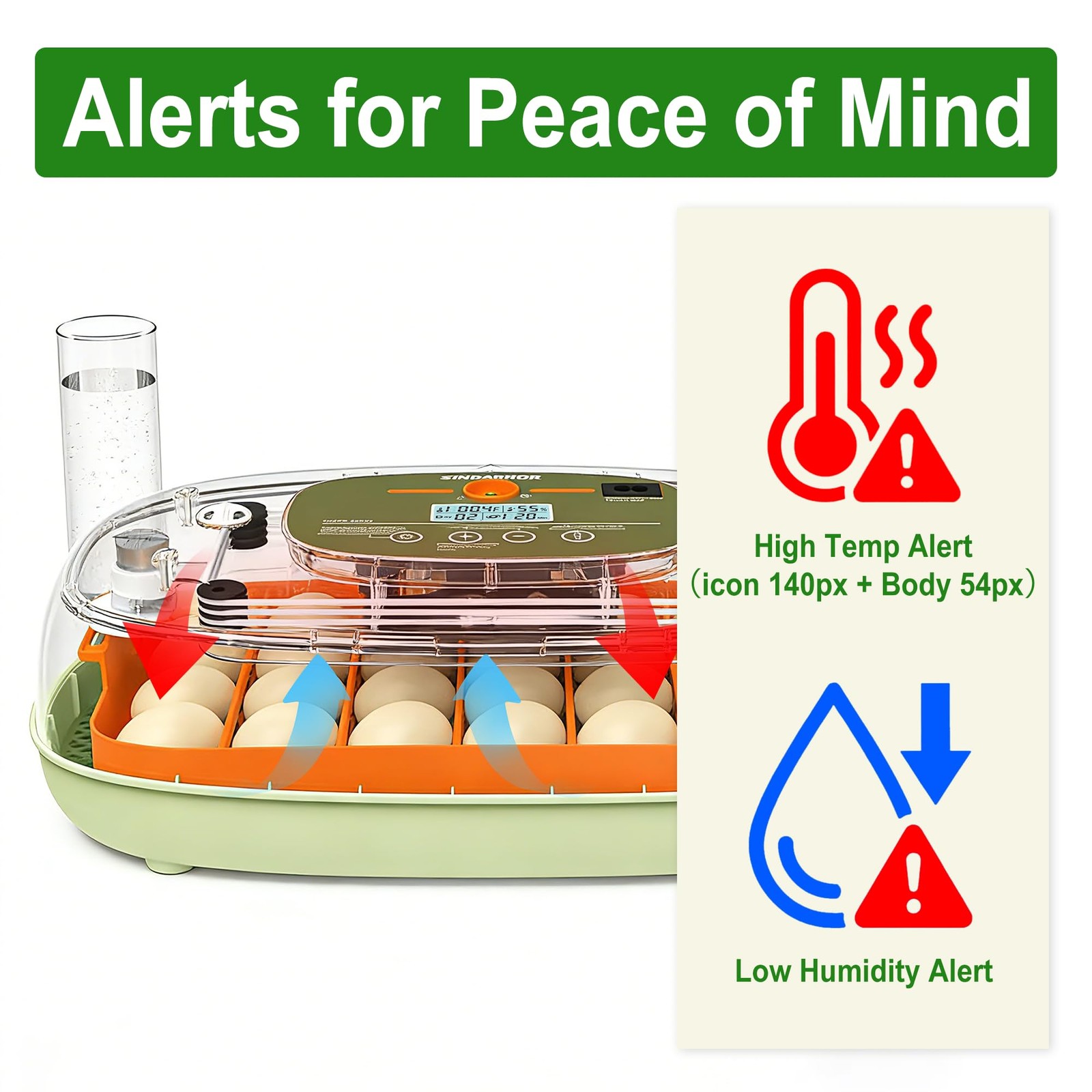 Ovatt 24-Egg Digital Incubator - Automatic Temperature and Humidity Control, ...