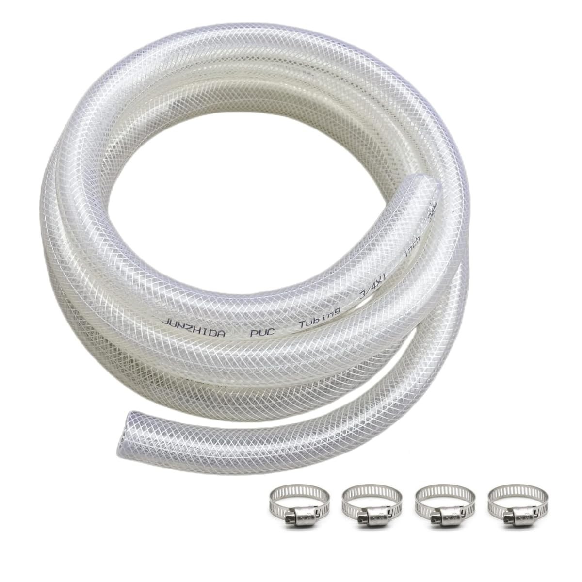 3/4" ID X 1" OD- 50 Ft High Pressure Braided Clear PVC x OD,