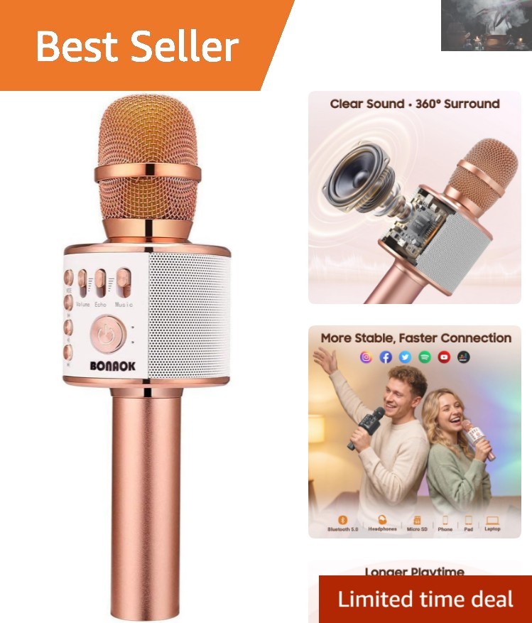Portable Handheld Karaoke Microphone with Bluetooth - Perfect for Home Fun