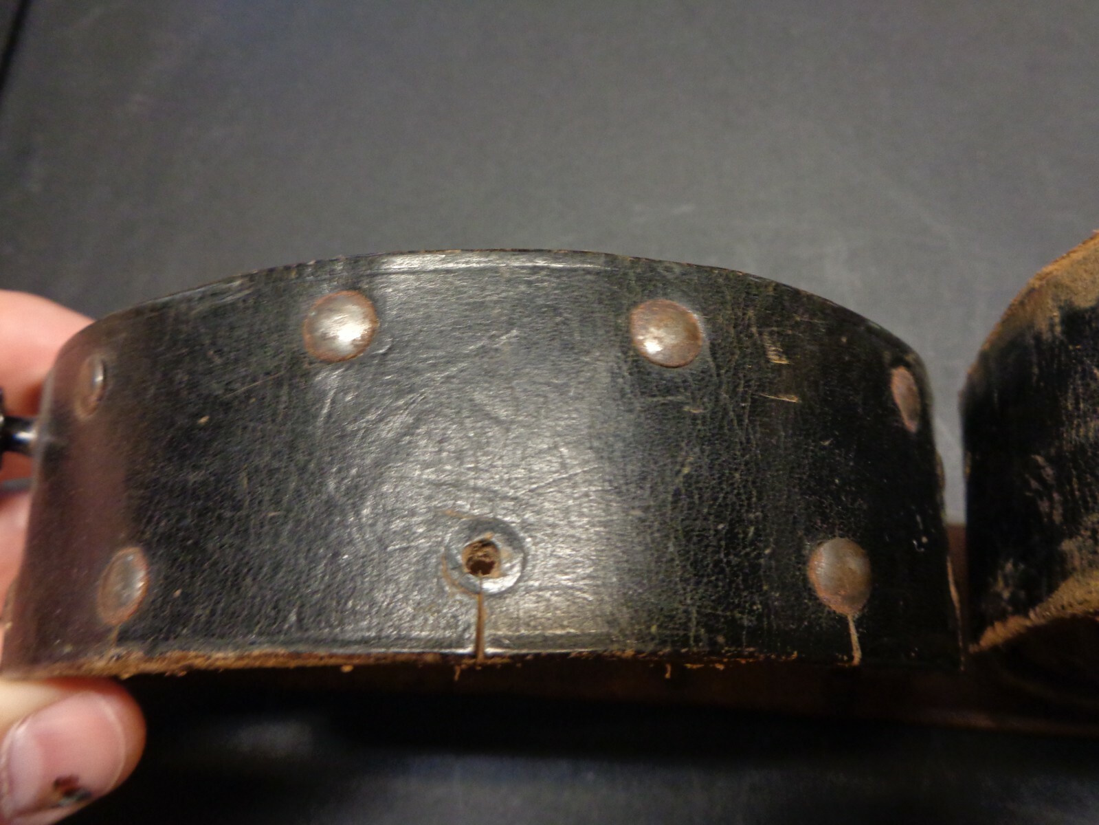 WW2 German Black Leather Belt with Rare Studs