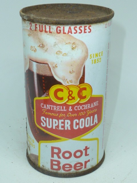 Empty Top Opened 12oz C & C Super Coola Root Beer Flat Top