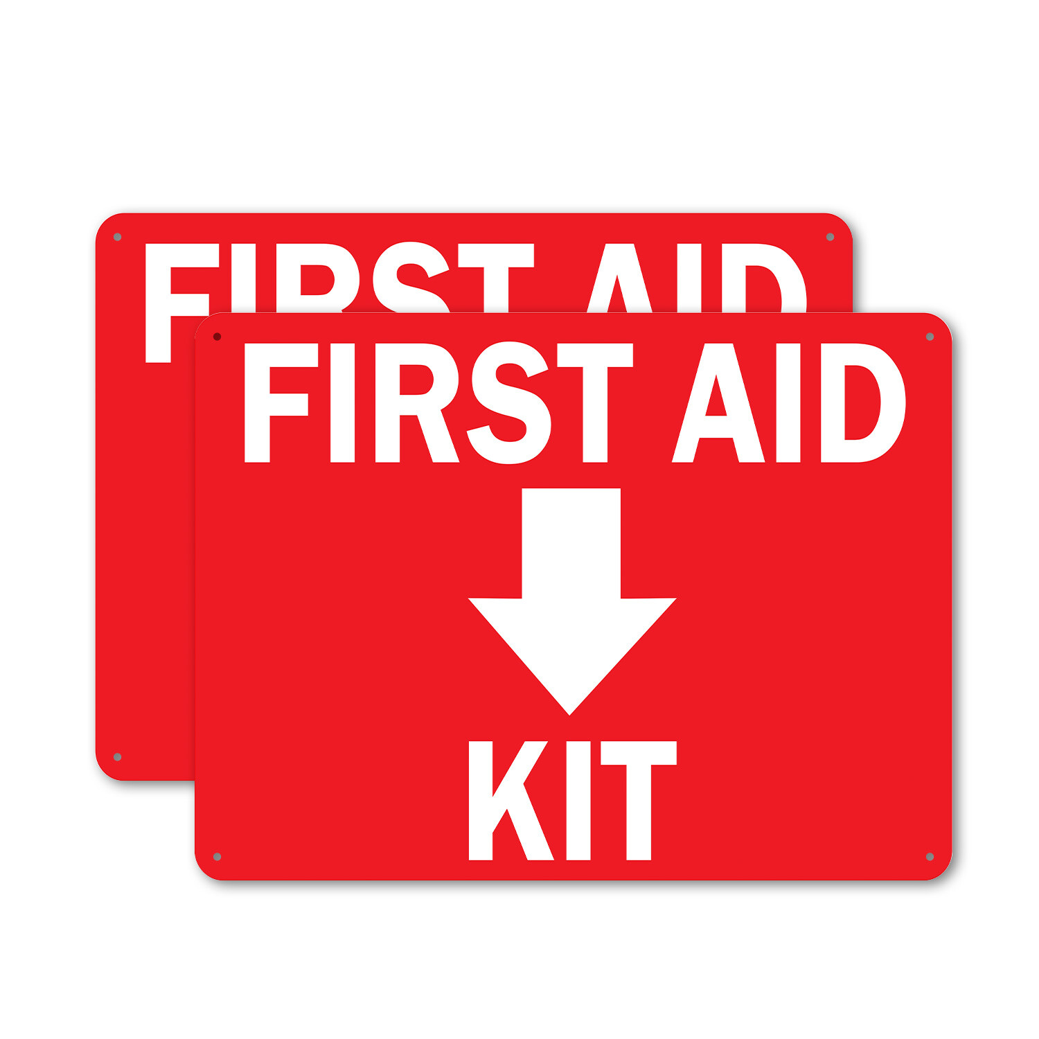 (2 Pack) First Aid Kit with Down OSHA ANSI Sign Decal Metal Plastic