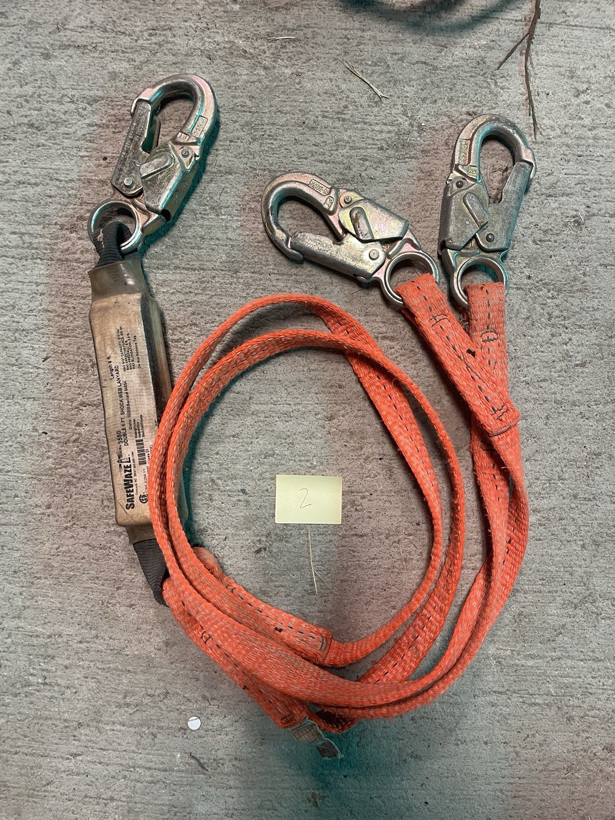 SafeWaze Fall Protection Safety Harness Double 6 Ft Shock Web Lanyards Orange