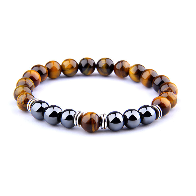 Explosion Style Yellow Tiger Eye Bracelet Fashion Simple Obsidian Alloy Separato
