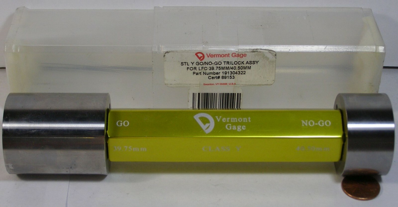 VERMONT GAGE STLY GO NO-GO TRILOCK PLUG GAGE ASSY FOR LFC 39.75mm/40.50