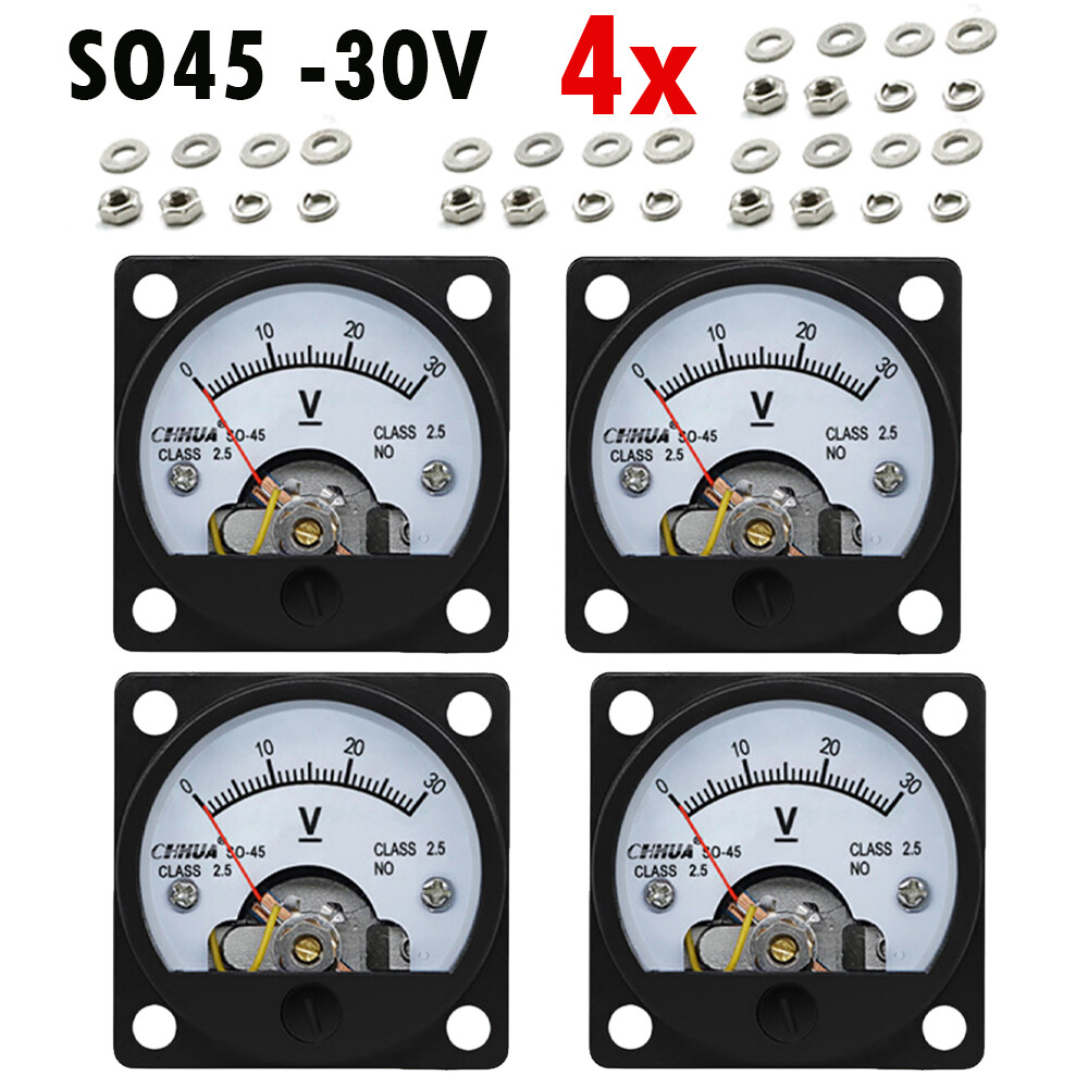 4x DC 0- 30V Analog Voltmeter Analogue Voltage panel meter directly Connect SO45