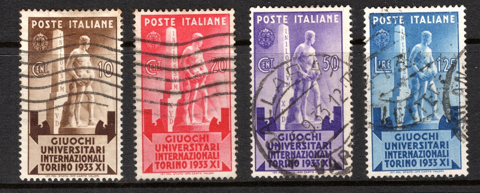 Italy Stamp Scott #306-309, University Games, Set of 4, Used, SCV$8.50