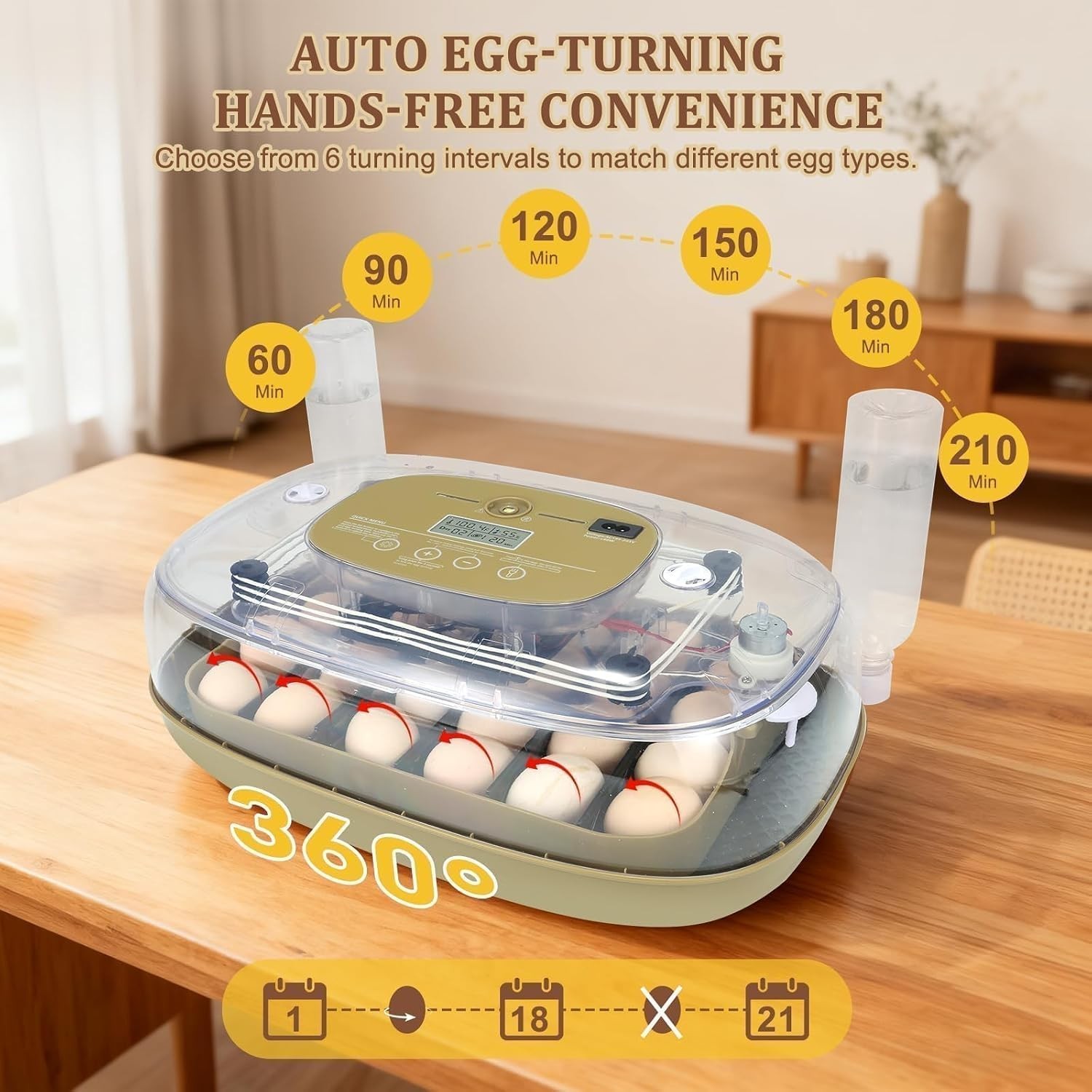 Gen III - 24 Egg Automatic Incubator, Stage-Based Adaptive Humidity with Auto...