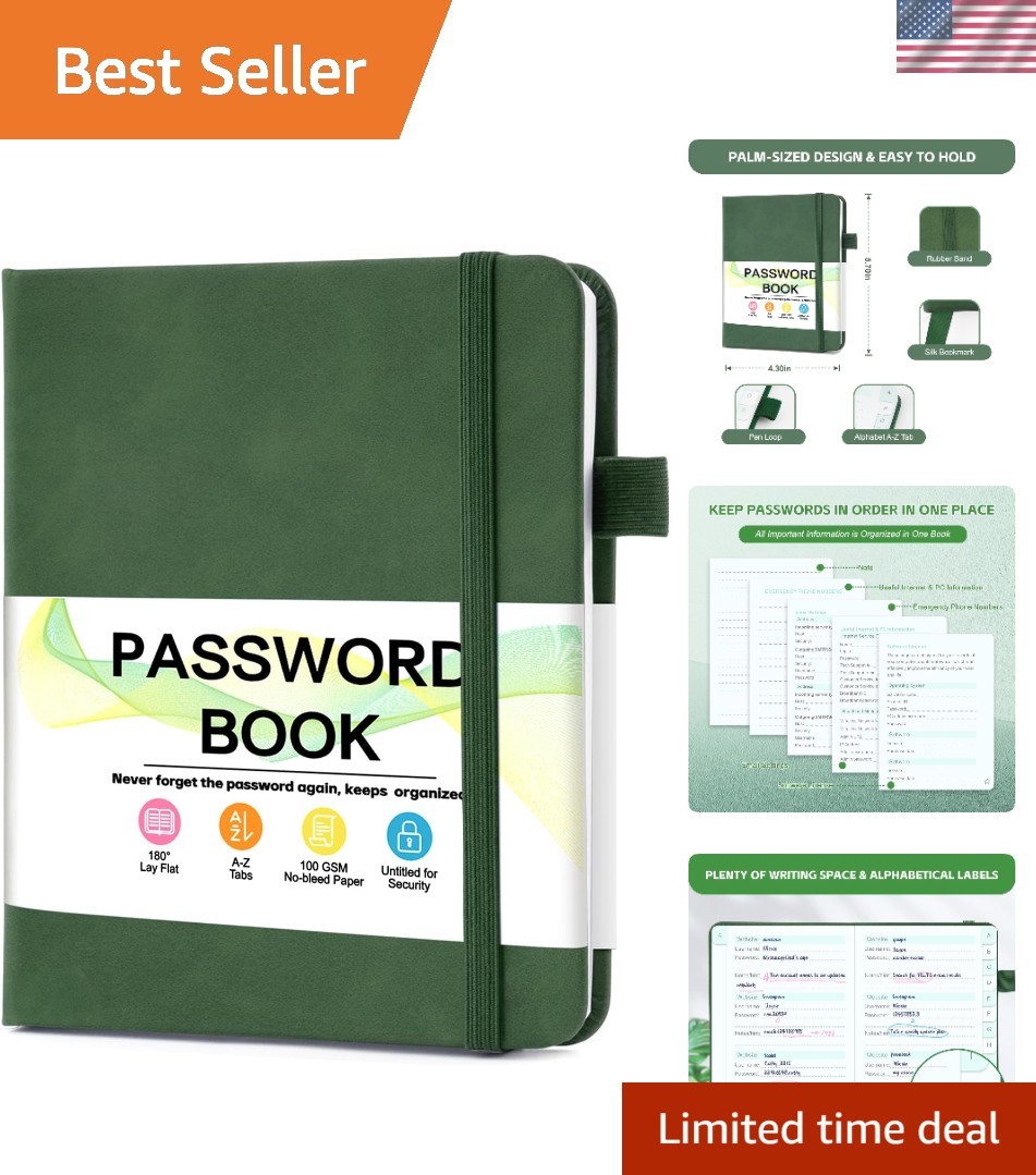 Compact Password Logbook with Alphabetical Tabs - Secure and Stylish for Seniors