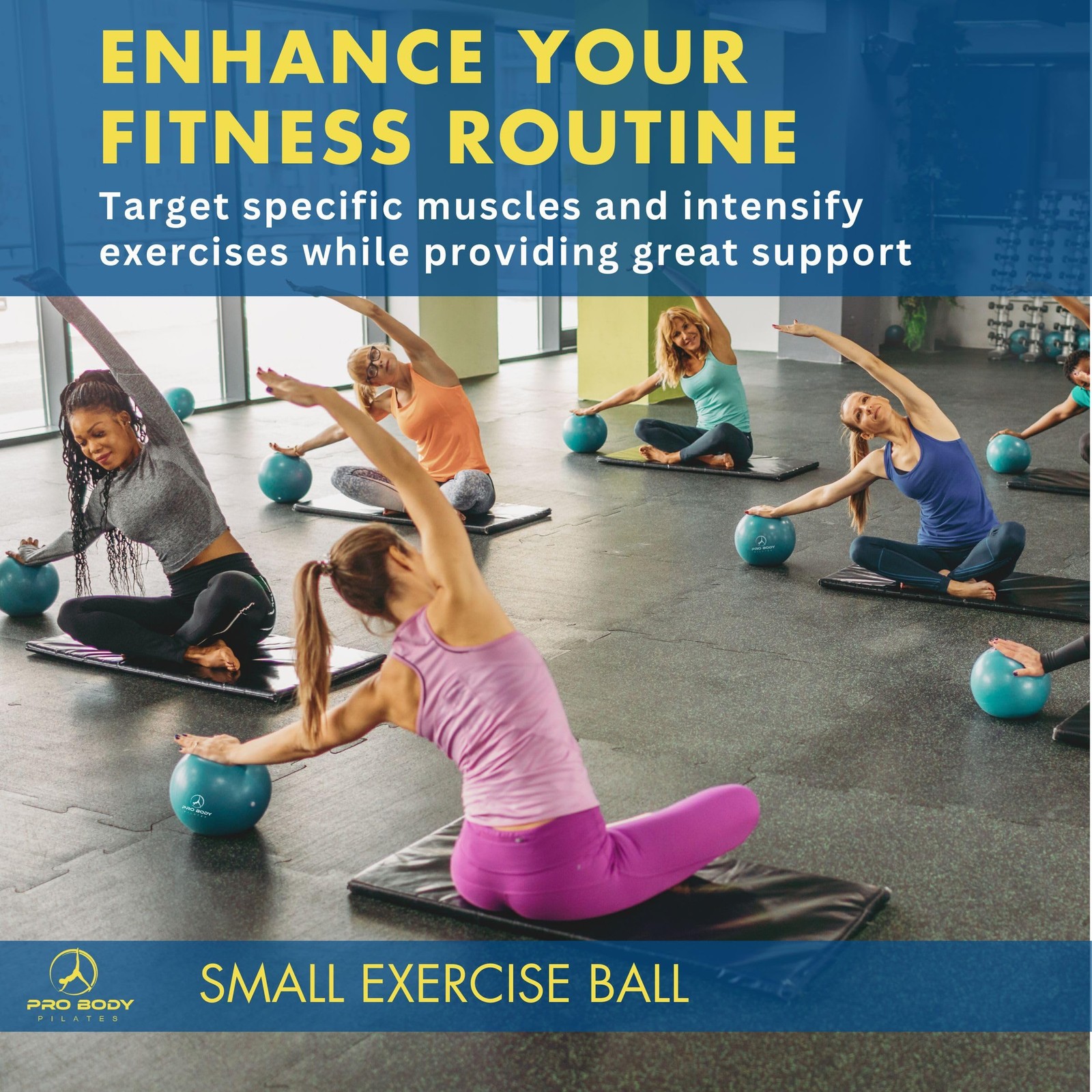 Small Exercise Ball - 9 Inch Workout Ball for Stability, Barre, Yoga, Core & ...