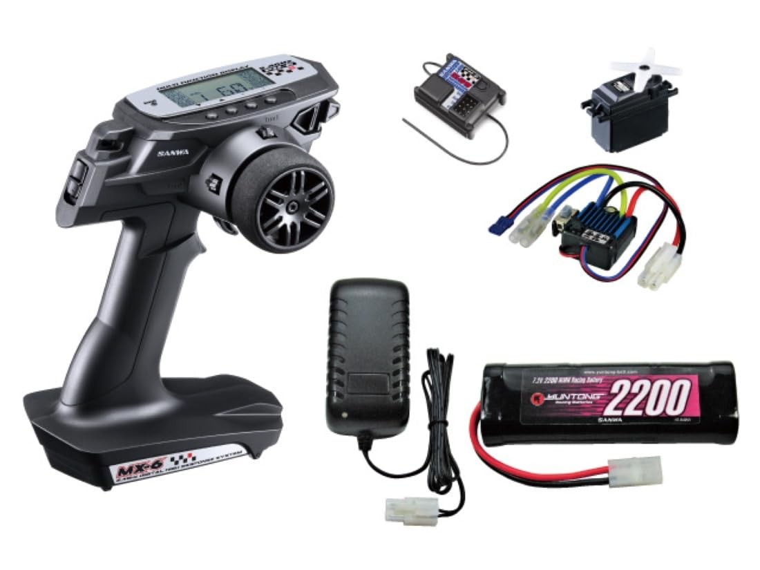 Sanwa MX-6 EP Start Set RC Radio 3-Ch 101A27628C w/ ESC Servo Battery Charger Ne