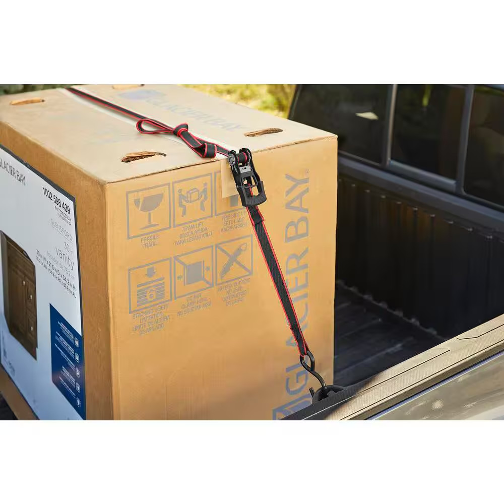 RATCHET TIE-DOWN STRAPS 4-PACK 12 Ft. X 1 in Quick Release Hook 1500 Lbs. Work