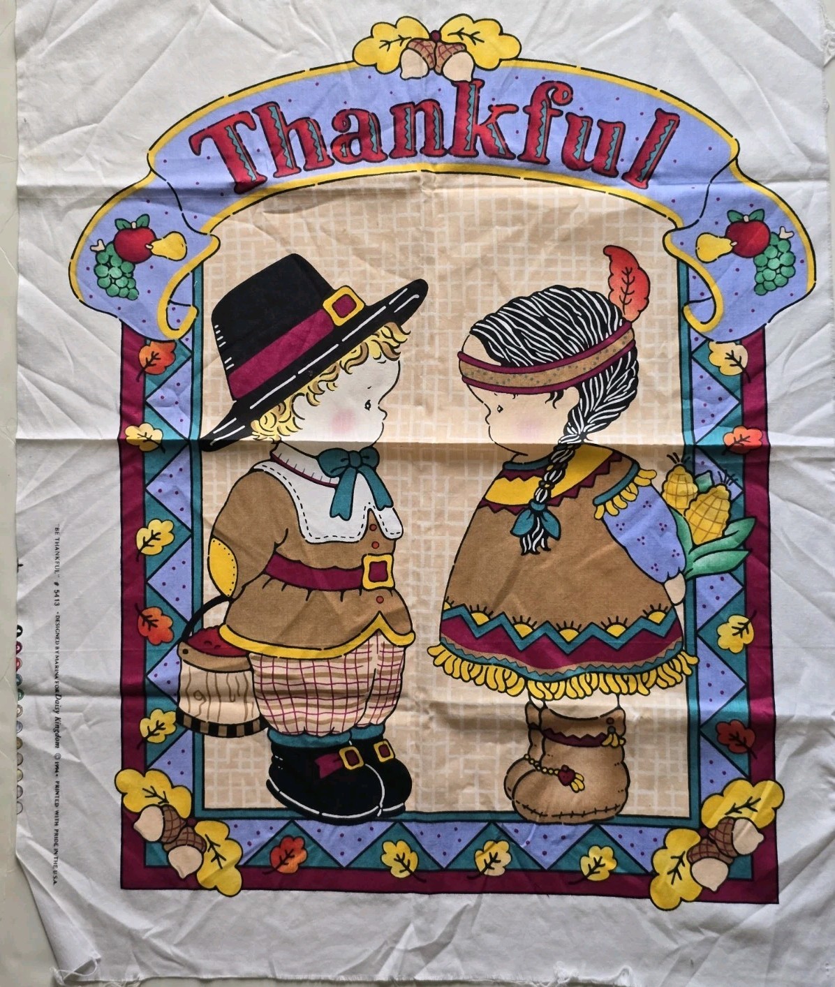 Daisy Kingdom Fabric Applique Panel BE THANKFUL 5413 vintage THANKSGIVING DIY 94