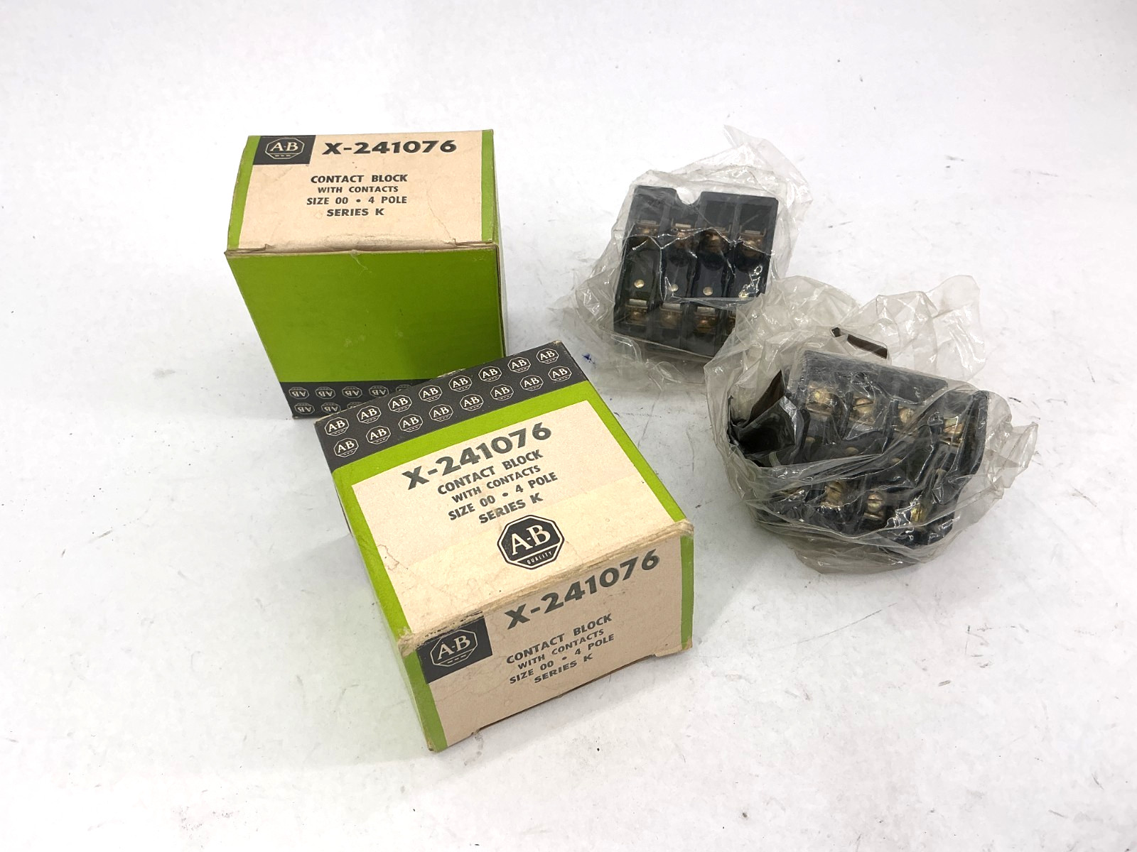 Lot of 2 New Allen Bradley X-241076 Ser K Contact Block w/ Contacts Size 00 4P