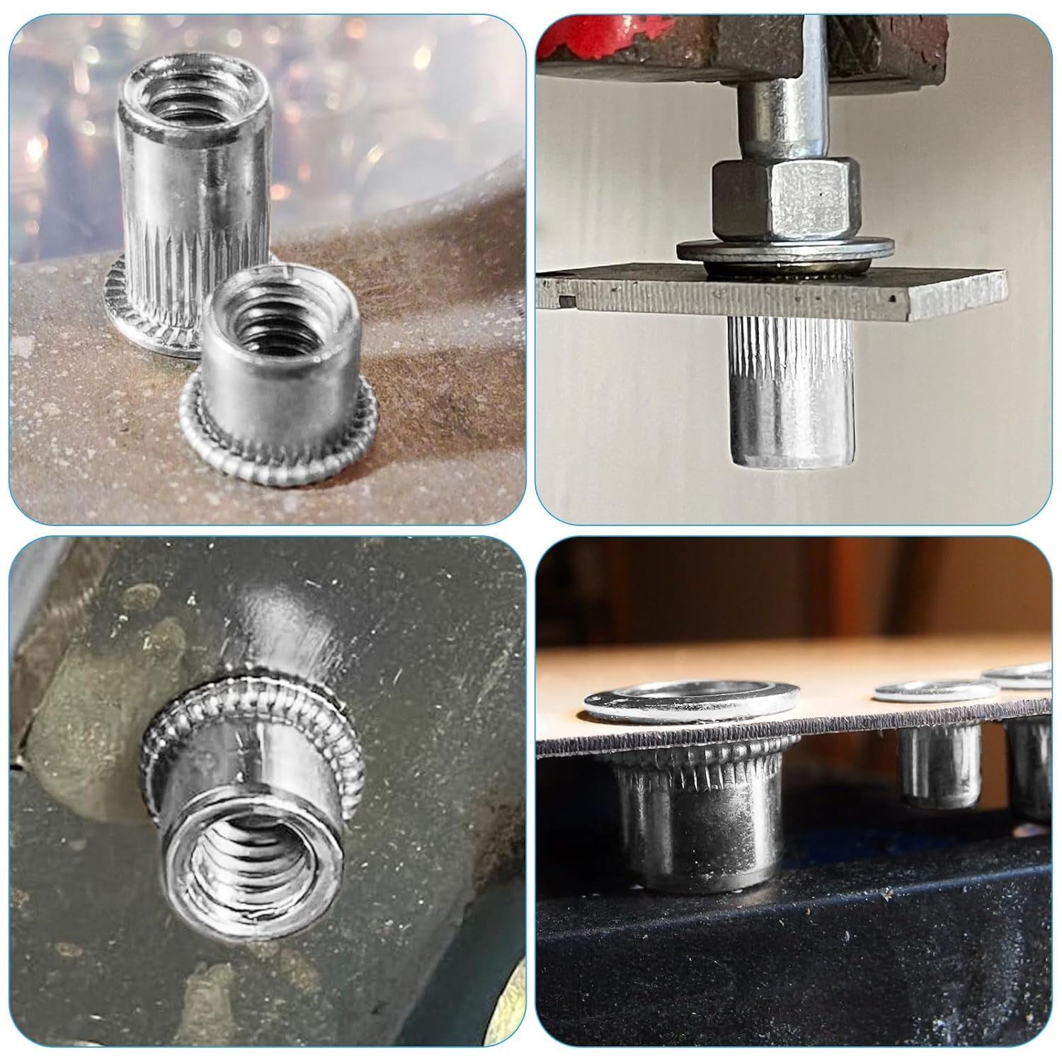 30Pcs M10 Rivet Nuts, 304 Stainless Steel Flat Head Rivnut Threaded Insert Nutse