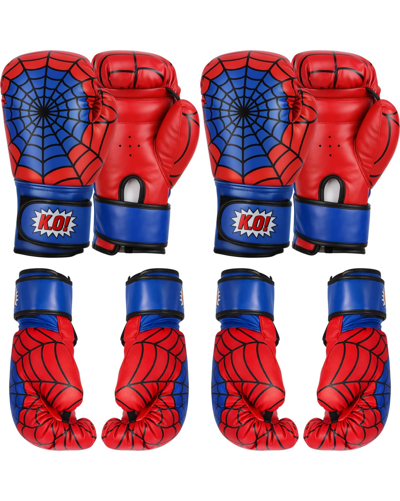 2 Pair 4oz Boxing Gloves for Kids Cool Spider Boxing Gloves for 3-12 Toddler ...