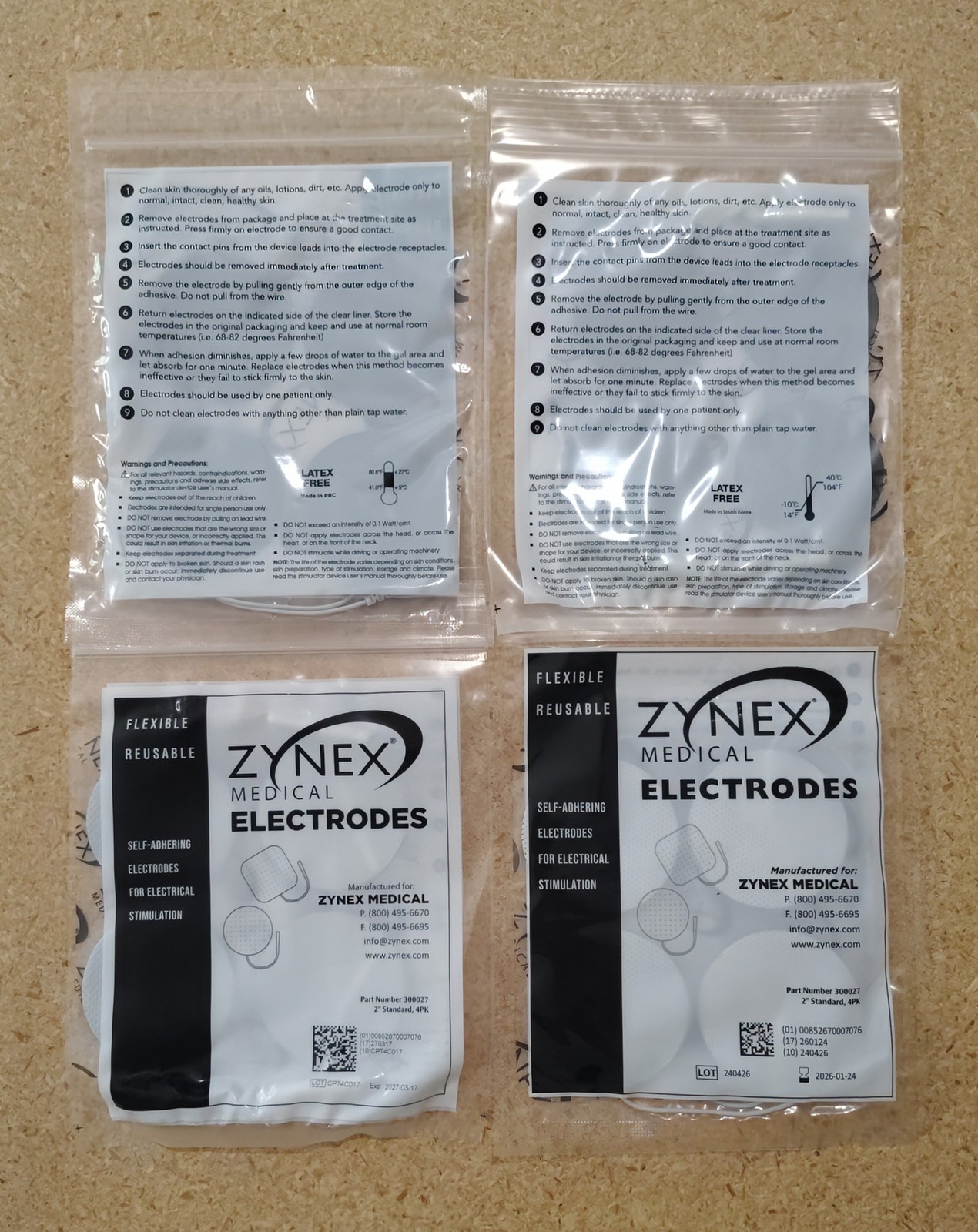 Zynex Medical Electrodes 2" Standard 4 Pack Flexible Reusable Self-Adhering New