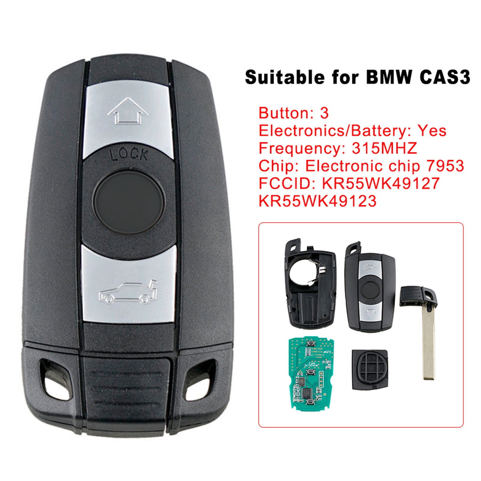 Car Remote Key Fob KR55WK49127 For BMW 128i 135i 328i 335i 525i 535i 528i