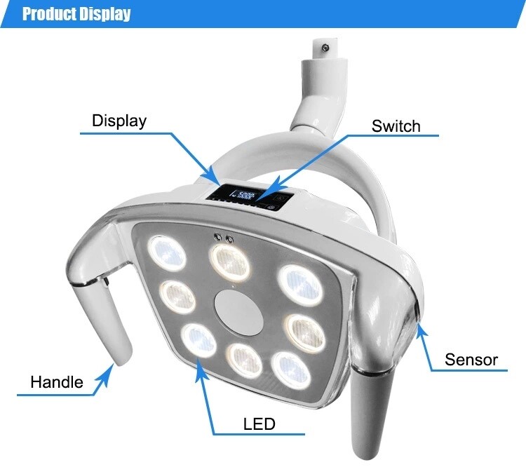 Dental Implant Light Operating Light 8 LEDs Sensor Light with Ceiling Mount Arm