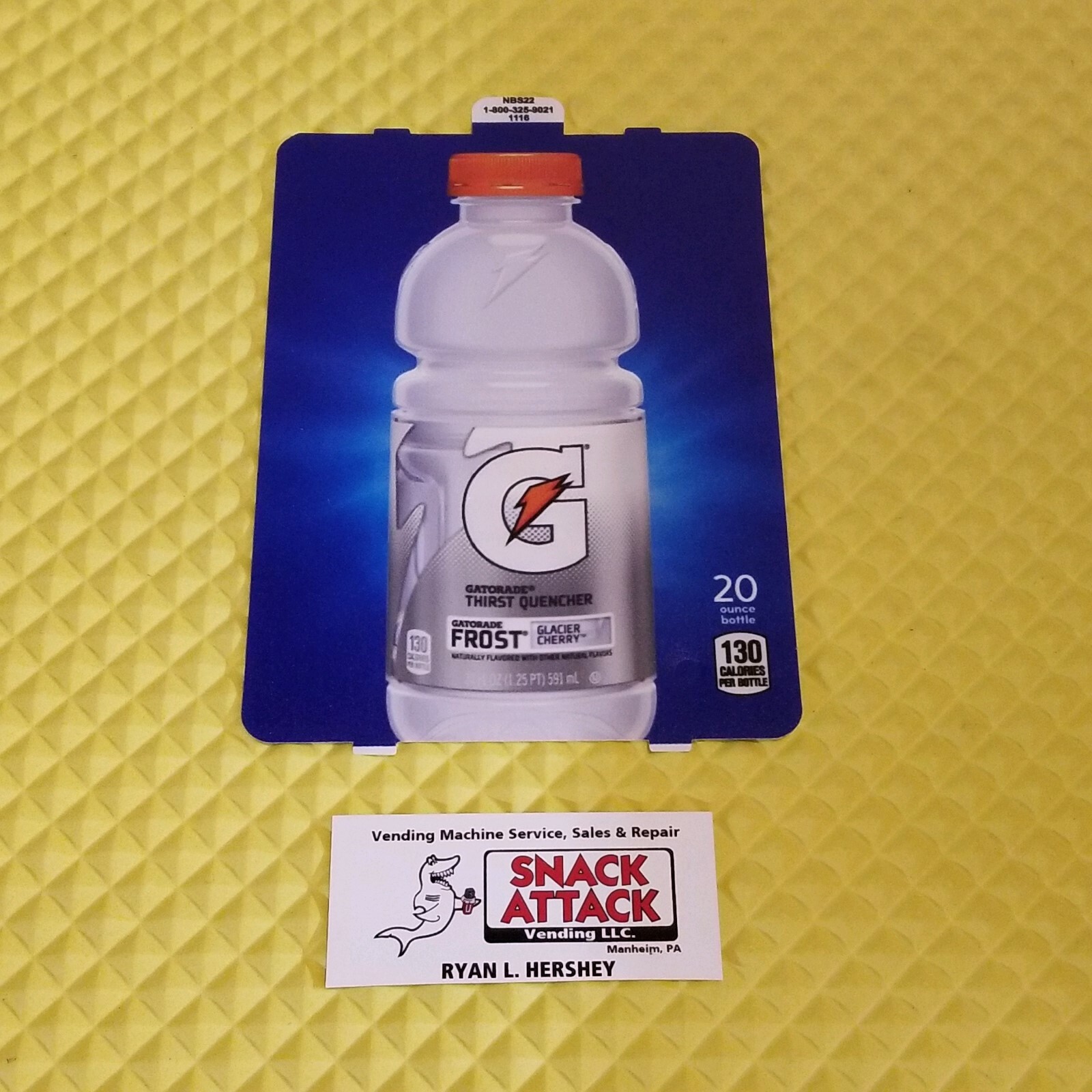 DIXIE NARCO 501E HVV SODA MACHINE "Gatorade Glacier Cherry" 20oz VEND LABEL